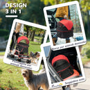 Passeggino per Cani Convertibile in Trasportino 82x49,5x98 cm in Acciaio e Poliestere Rosso e Nero   