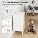 Credenza Moderna Mobile Basso 80x39x76 cm con Armadietto e Vani a Giorno in Legno Bianco  