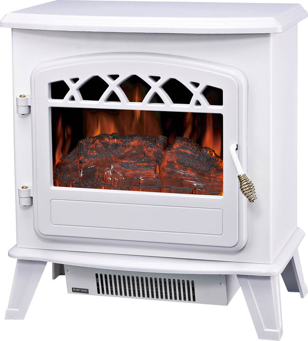 sconto Stufa Elettrica da Pavimento Effetto Fiamma 1850W Vannini Ilona Bianca