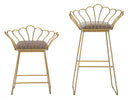 Sgabello Glam Flower Grigio 57x52x94-56x48x72,50 cm in Ferro e Spugna e Tessuto Oro e Grigio