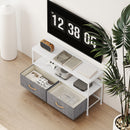Mobile Porta TV da 47" 98x29x56 cm con Cassetti Pieghevoli in Tessuto e Mensola in Metallo e MDF Bianco      