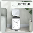 Pattumiera a Pedale 12 Litri 24,5x32x34,5 cm con Chiusura Silenziosa in Metallo e PP Bianco