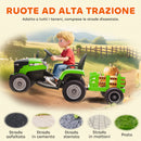 Trattore Elettrico per Bambini 12V con Rimorchio Staccabile 139x58x55 cm e Telecomando Verde  