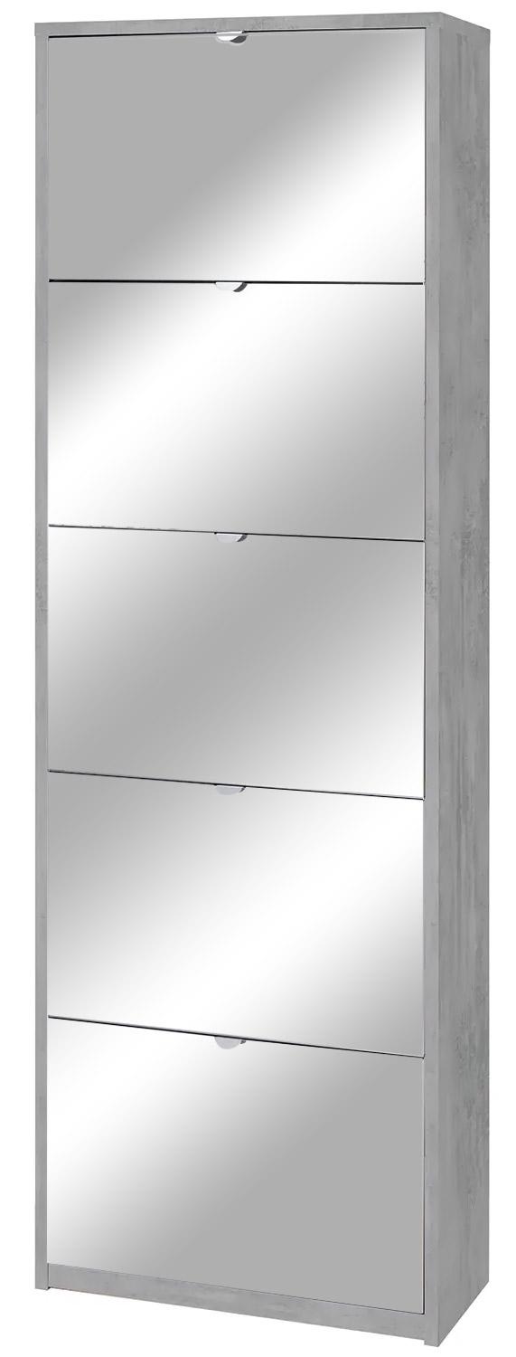 sconto Scarpiera 5 Ante con Specchio 63x190x29 cm Cemento