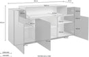 Credenza 4 Ante 160x45x86 cm Coro 3A Bianco Lucido/Bianco  