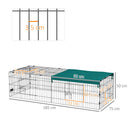 Gabbia per Conigli da Esterno 185x75x50 cm in Acciaio e Tessuto Oxford Verde