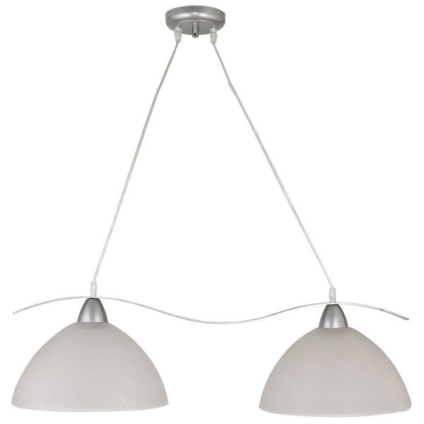 Sospensione 2xE27 Montatura Argento Vetro Alabastro Bianco E-Energy Mattia online