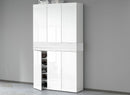 Armadio Scarpiera 6 Ante e 1 Ripiano a Ribalta 114x35x200 cm Savona 6A 1R Bianco Opaco/Larice Bianco  