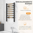Scaldasalviette Elettrico da Terra o Parete 150W Timer 2-4 Ore 53x35x90 cm Nero