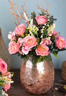 Set 2 Bouquet Artificiale Rose con Mughetti Altezza 43 cm Rosa