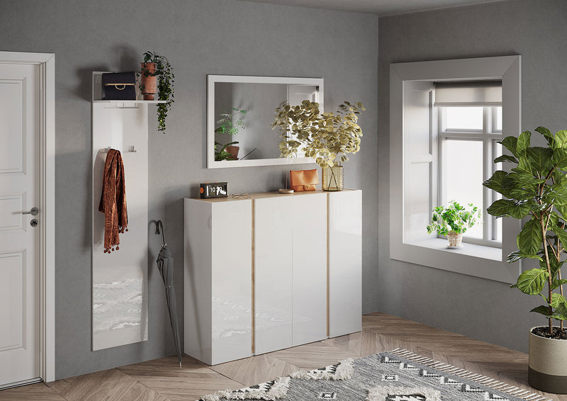 Specchio da Parete Orizzontale o Verticale con Cornice 110x2x68 cm Frame Bianco Lucido