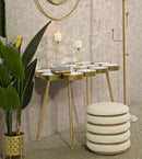 Tavolino Buttle 100x70x55 cm in Ferro e MDF Oro