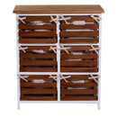 Cassettiera 6 Cassetti in Legno 58x30x66cm Atena Noce e Bianca