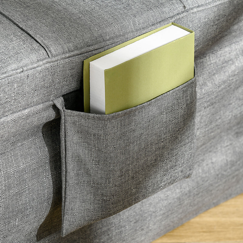 Pouf Letto Pieghevole Multiuso 4 in 1 con Schienale Reclinabile a 5 Livelli Grigio