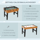 Tavolo Multi Gioco 4 in 1 Calcio Balilla Biliardo Ping Pong e Hockey da Tavolo 107x61x84,5 cm   