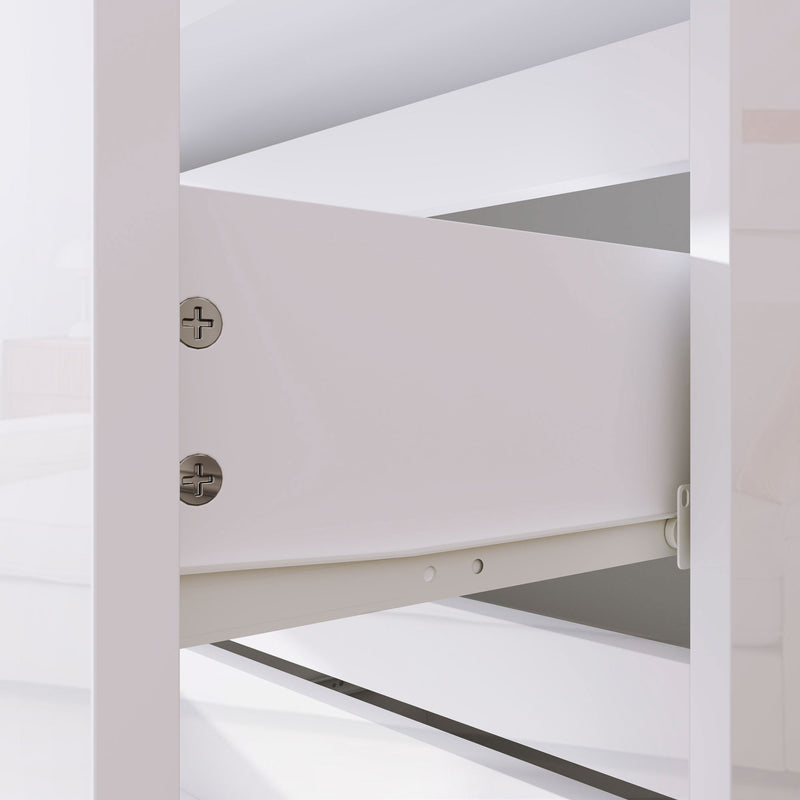 Cassettiera 4 Cassetti 55x33x80 cm Design Moderno Antiribaltamento Bianco Lucido  