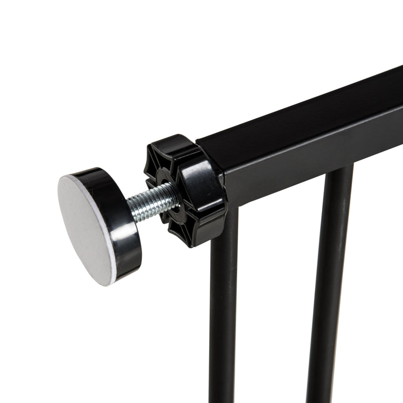 Cancelletto per Cani Estensibile con Viti e Ampia Apertura 76-107x76 cm in Metallo e Plastica Nero