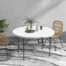 Tavolo Pieghevole per Giardino e Campeggio Ø122x73 cm in Acciaio e HDPE Grigio e Bianco