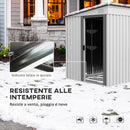 Casetta Box per Attrezzi da Giardino 154L x 206,5P x 160/181A cm con Base in Acciaio zincato Bianco