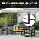 Salotto da Giardino con Divano da Esterno 2 Poltrone e Tavolino in Alluminio   Grigio