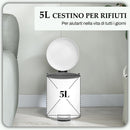 Pattumiera a Pedale 5 Litri 26,5x21x28 cm con Coperchio Frizionato in Metallo e PP Crema