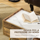 Tavolino da Caffè Rettangolare 80x45x40,5 cm con Cassetto e Ripiano Marrone e Bianco