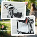 Passeggino per Cani Taglia Piccola Pieghevole con Copertura Antipioggia e Freni Grigio    