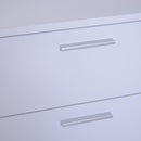 Mobiletto Cassettiera 4 Cassetti 3 Ripiani in Legno e Vetro Temperato Bianco 100x40x116.5 cm 
