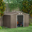 Casetta da Giardino con 4 Prese d'Aria e 2 Porte Scorrevoli 277x195x192 cm in Acciaio Marrone Chiaro 
