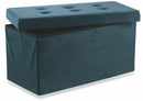 Baule Cassapanca Pouf Contenitore in Velluto Soriani Blu