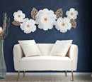 Pannello da Muro Bianco Decor 158x9x60 cm in Ferro Bianco e Oro