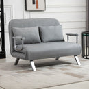 Divano Letto Singolo con Seduta Regolabile in 5 Posizioni 105x80x78 cm in Finta Pelle Grigio Chiaro  