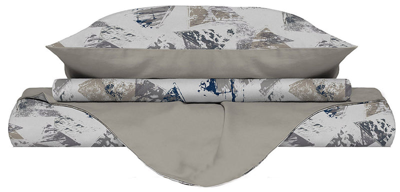 Copripiumino con Federe Stampato in Microfibra Urban Blu Varie Misure