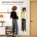 Specchio Illuminato con Luci LED Regolabili e Pulsante Touch 40x5x160 cm in Vetro e MDF Bianco      