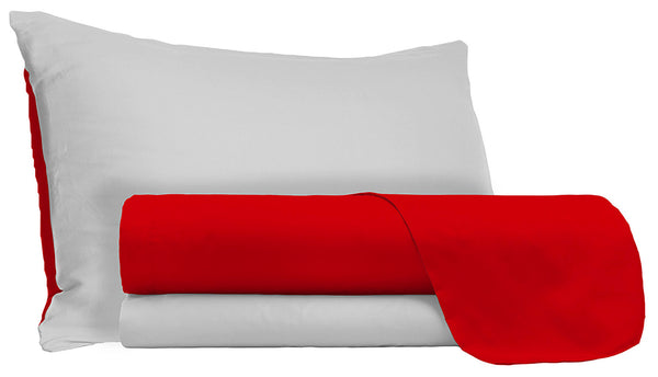 Set Lenzuola Sopra Sotto e Federe Doubleface Rosso\/Grigio Chiaro sconto