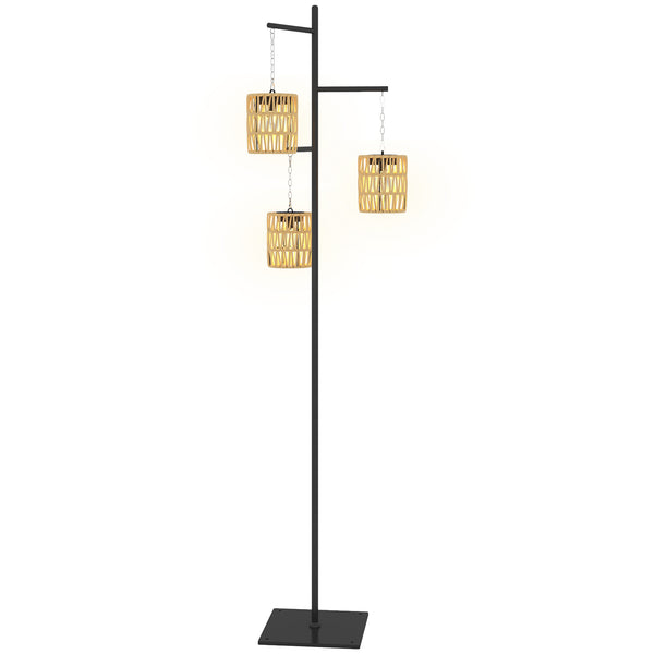 sconto Lampada Solare da Esterno in stile Boho 45x45x178 cm in Rattan PE e Acciaio Nero e Giallo