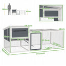 Pollaio da Giardino con Nido per Cova e Area Esterna 214x101x 91,5 cm Grigio  