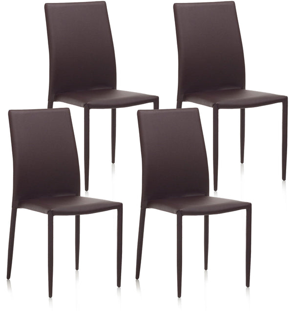 Set 4 Sedie 43,5x46,5x90,5 cm in Similpelle Marrone acquista