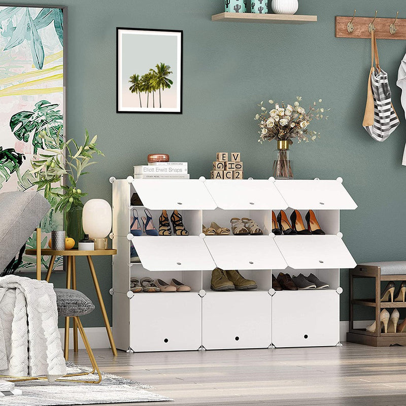 Scarpiera Modulare in PVC Bianca Armadietto Componibile Salvaspazio Bianca