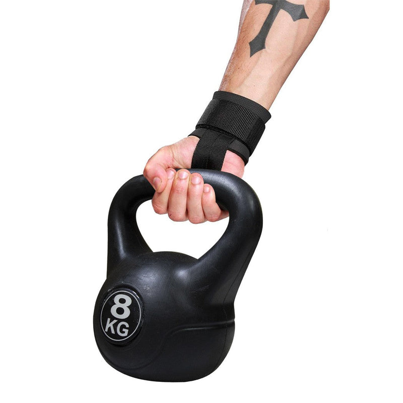 Kettlebell Fitness 8 Kg in PVC con Sabbia e Maniglia Nero