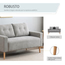 Divano 2 Posti in Tessuto 15x76x88 cm  Grigio