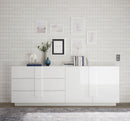 Madia Design Moderno 2 Ante 3 Cassetti Jupiter 241x44x90 cm Bianco laccato lucido