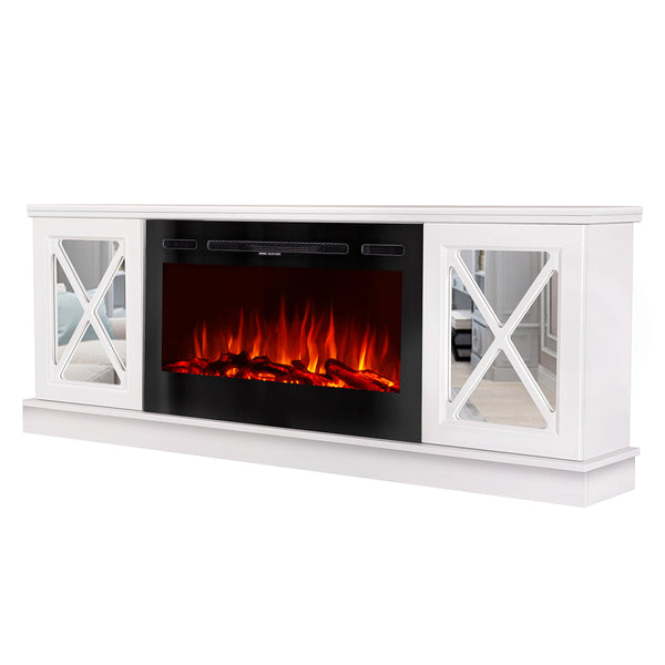acquista Camino Elettrico da Pavimento 68,5x182x30 cm Effetto Fiamma 1500W Sorento & Adeli