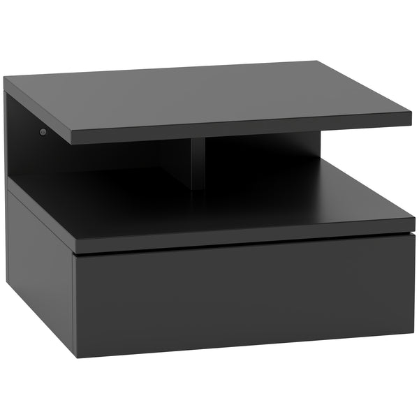 Comodino Sospeso per Camera da Letto 35x32x22,5 cm con Cassetto in Legno Nero prezzo