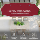 Ombrellone Doppio da Giardino 400x220x234H cm con Prese d'Aria e Manovella Nero e Rosso  