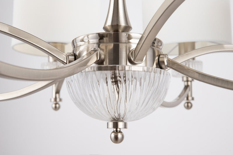 Lampadario Neoclassic in Metallo e Vetro Alicante Nickel