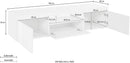 Mobile Tv 3 Ante e Ripiano a Giorno 160x40x35 cm Essential 2A 1R Bianco Lucido  