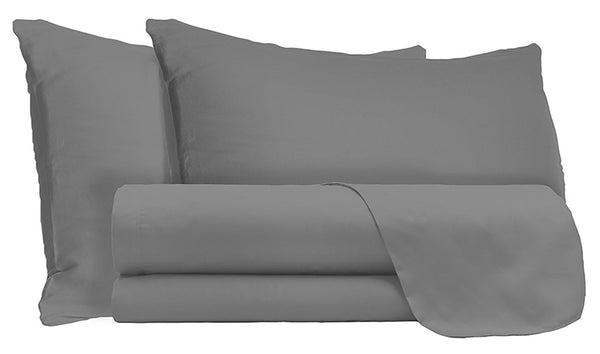 Set Lenzuola Matrimoniale Sopra Sotto e Federe Tinta Unita Fumo sconto