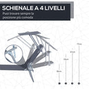 Lettino Prendisole in Ferro Pieghevole Reclinabile con Tettuccio Parasole Oxford Grigio 