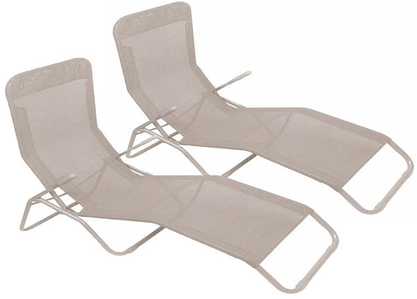 sconto Set 2 Sedie Sdraio Pieghevoli in Mettallo Tessuto Textilene Soriani Dondolina Avorio Melange